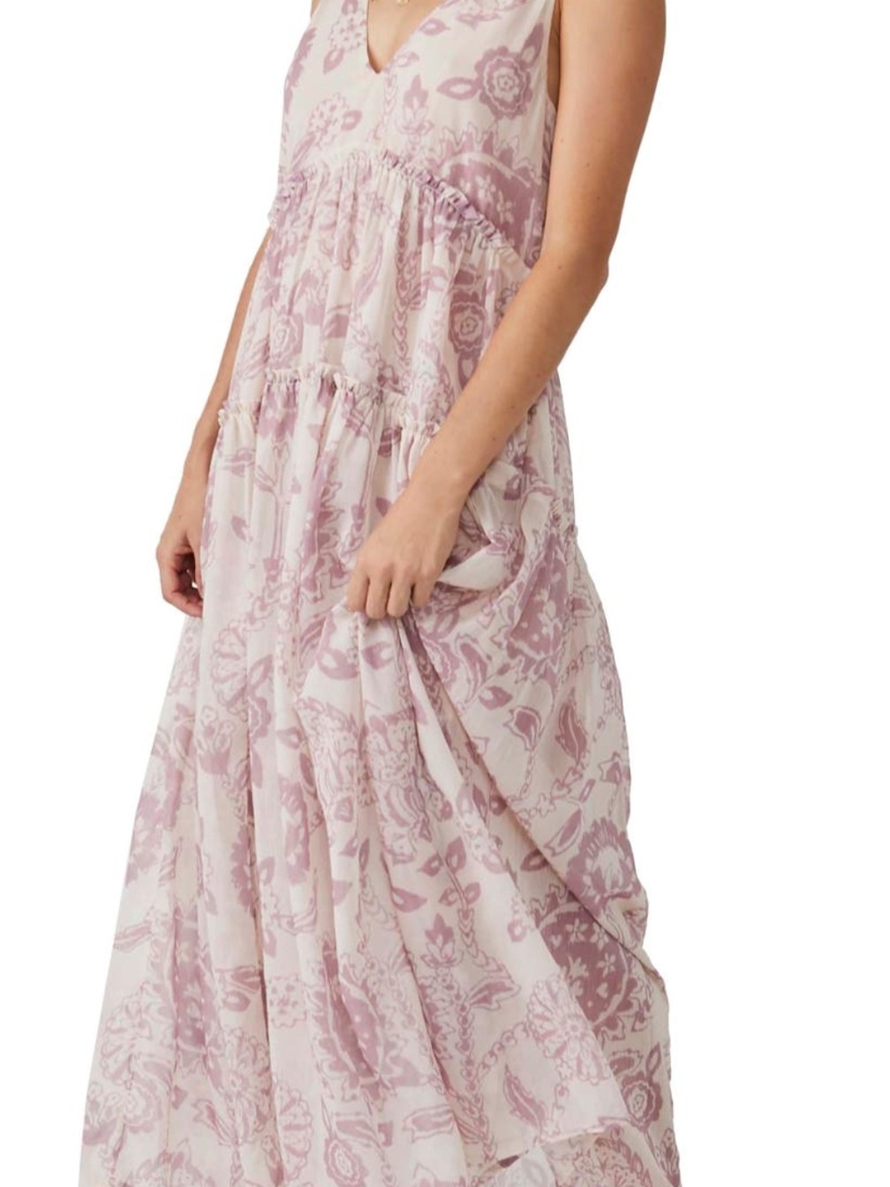 Free People Julianna Pink Floral Cotton Blend Midi Skirt - XS